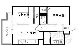 JR東海道・山陽本線 西大路駅 徒歩34分の賃貸マンション 4階2LDKの間取り
