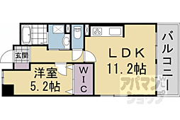 パインフィールド五条 9階1LDKの間取り