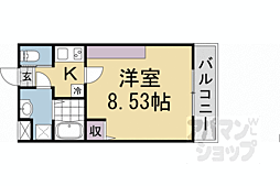 フラッティ西京極 3階1Kの間取り