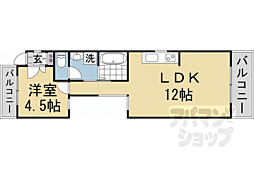 阪急京都本線 桂駅 徒歩4分の賃貸マンション 3階1LDKの間取り