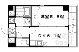 京都市営烏丸線 丸太町駅 徒歩6分の賃貸マンション 2階1DKの間取り