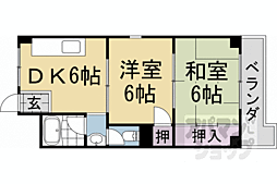 シャトー葛野 2DKの間取図画像
