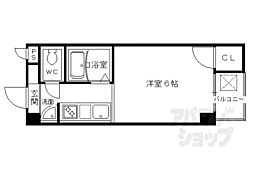 帷子ノ辻マンション 2階1Kの間取り