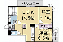 JR東海道・山陽本線 向日町駅 徒歩17分の賃貸アパート 3階2LDKの間取り