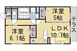 （仮称）右京区嵯峨野芝野町ハイツ 3階2LDKの間取り