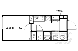 グレース西ノ京 2階1Kの間取り