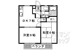 阪急嵐山線 上桂駅 徒歩8分の賃貸アパート 2階2DKの間取り