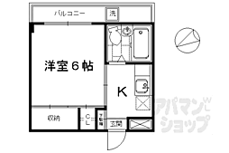 JR東海道・山陽本線 向日町駅 徒歩15分の賃貸マンション 3階1Kの間取り