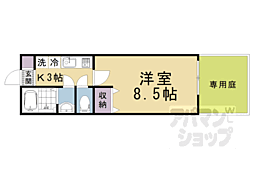 フラッティ葛野大路七条 1階1Kの間取り