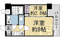 Ａｓｃｌａｉｒｅ京都西院 3階2Kの間取り