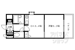 デ・リード＆サンヴェール桂川東 2階1DKの間取り