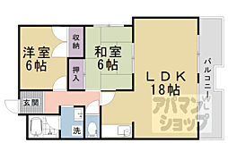 阪急嵐山線 上桂駅 徒歩5分の賃貸マンション 1階2LDKの間取り