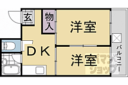アーバンヒル太秦 2階2DKの間取り