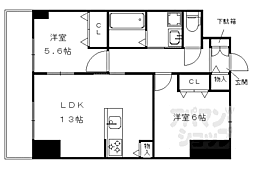 JR東海道・山陽本線 向日町駅 徒歩5分の賃貸マンション 4階2LDKの間取り