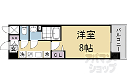 京都市営烏丸線 十条駅 徒歩4分の賃貸マンション 6階1Kの間取り