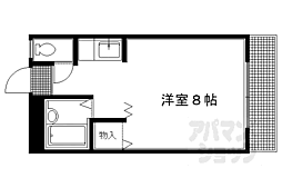 JR山陰本線 円町駅 徒歩7分の賃貸マンション 2階1Kの間取り