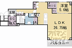 二条サミットレジデンス 1階1LDKの間取り