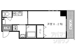 イクスピリオド五条 6階1Kの間取り