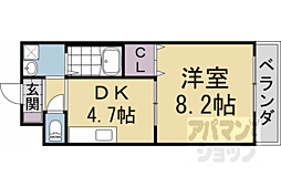 阪急京都本線 桂駅 徒歩10分の賃貸マンション 2階1DKの間取り