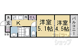 JR東海道・山陽本線 京都駅 徒歩15分の賃貸マンション 5階2Kの間取り