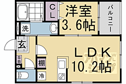 仮称）太秦西蜂岡町Ｂ 201 2階1LDKの間取り