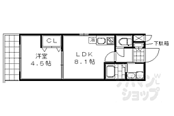 JR山陰本線 二条駅 徒歩4分の賃貸マンション 1階1LDKの間取り