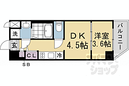レシオス京都嵯峨野 5階1DKの間取り