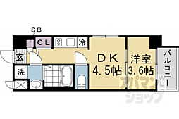 レシオス京都嵯峨野 1DKの間取図画像