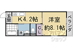 エルメゾン嵯峨 2階1Kの間取り