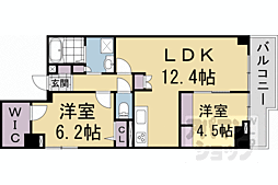 JR東海道・山陽本線 西大路駅 徒歩15分の賃貸マンション 8階2LDKの間取り