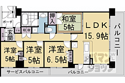 JR東海道・山陽本線 西大路駅 徒歩15分の賃貸マンション 5階4LDKの間取り
