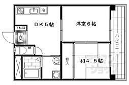 グランデ葛野 202 2階2DKの間取り
