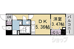 LW京都桜邸 1DKの間取図画像