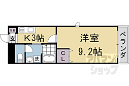 アムール西京極 1Kの間取図画像