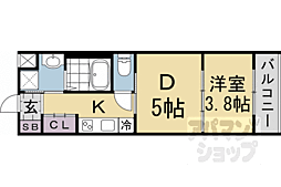 レシオス京都西院 2Kの間取図画像