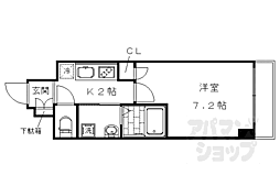 エスカーサ京都四条梅津 1Kの間取図画像