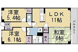 レジディア太秦 3DKの間取図画像