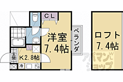 アブティール桂西口 1Kの間取図画像