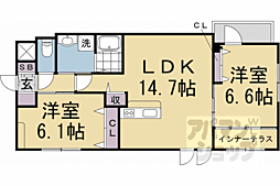 Palacio西院 2LDKの間取図画像