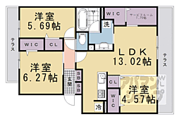 オリーブ嵯峨 3SLDKの間取図画像