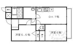 バンガード・イン太秦 2DKの間取図画像