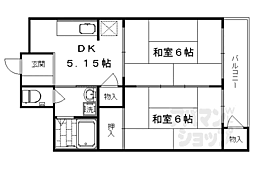 西京極ガーデンハイツ 2DKの間取図画像