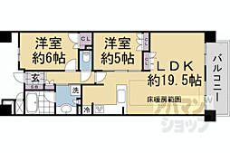 ライオンズ嵯峨天龍寺若宮西の邸 2LDKの間取図画像