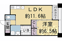 パレ・朱雀門 1LDKの間取図画像