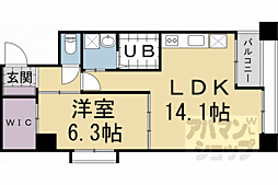 パレ・朱雀門 1LDKの間取図画像