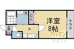 グランディール円町 1Kの間取図画像