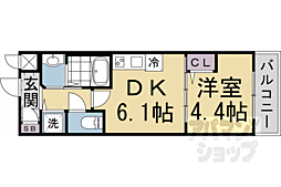 ベラジオワールドアイ京都円町 1DKの間取図画像