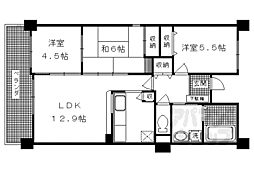 ウエストコート花園 3LDKの間取図画像