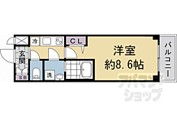 CREST TAPP京都太秦天神川dexII 1Kの間取図画像