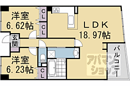 パインフィールド五条 2LDKの間取図画像